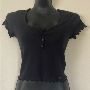 Hollister Black Button-Up Women's Top